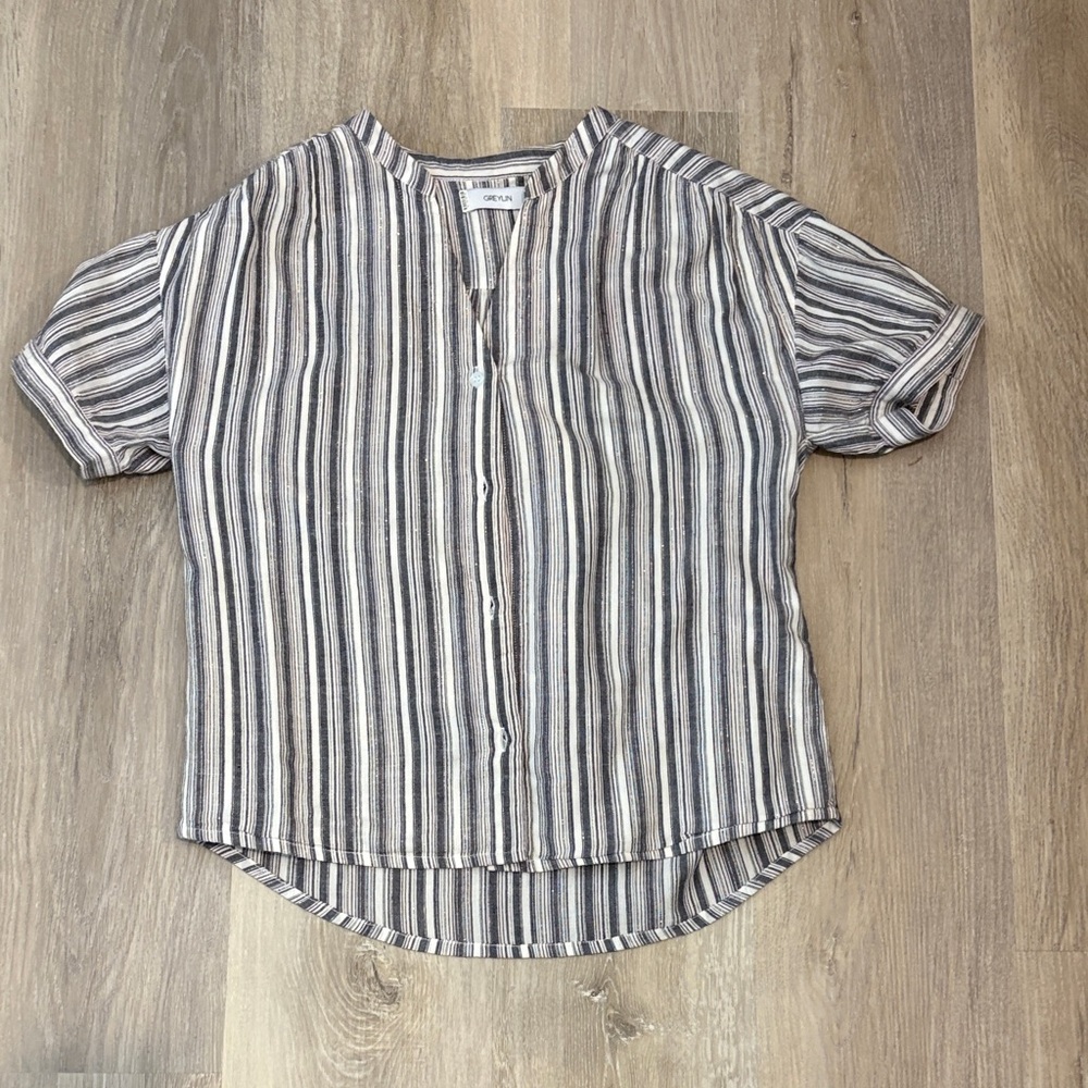 Madewell Striped Short-Sleeve Button-Front Shirt in Neutral Tones